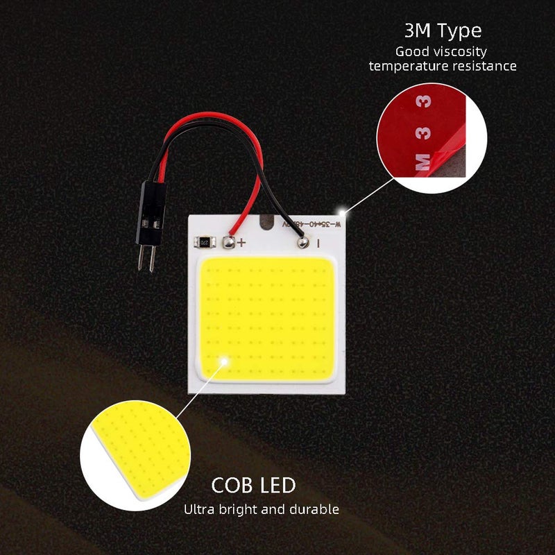Grandview COB 10-Pack 48-SMD DC12V LED Panel Dome Lamp Auto Car Interior Reading Plate Light Roof Ceiling Interior Wired Lamp With 10x BA9S T10 Festoon Adapters - Image 5